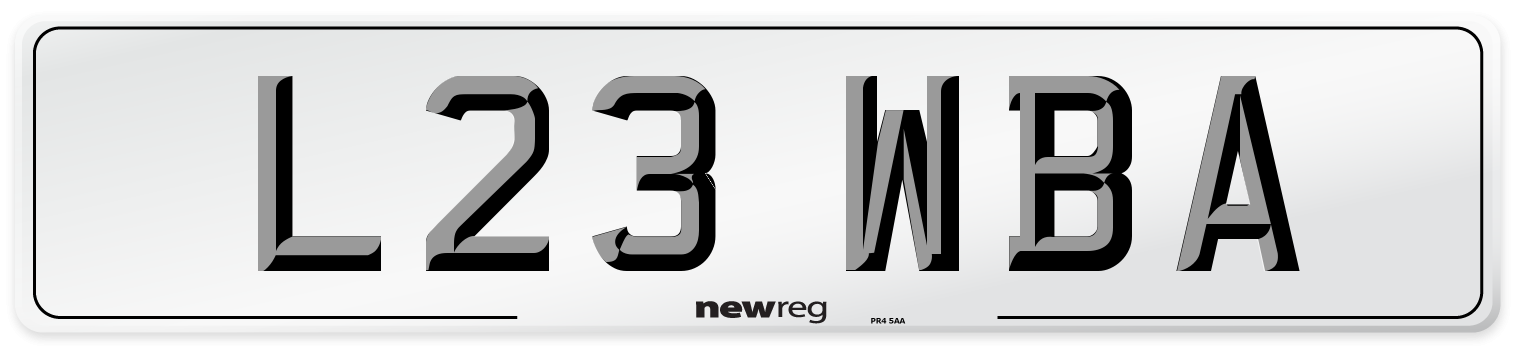 L23 WBA Number Plate from New Reg